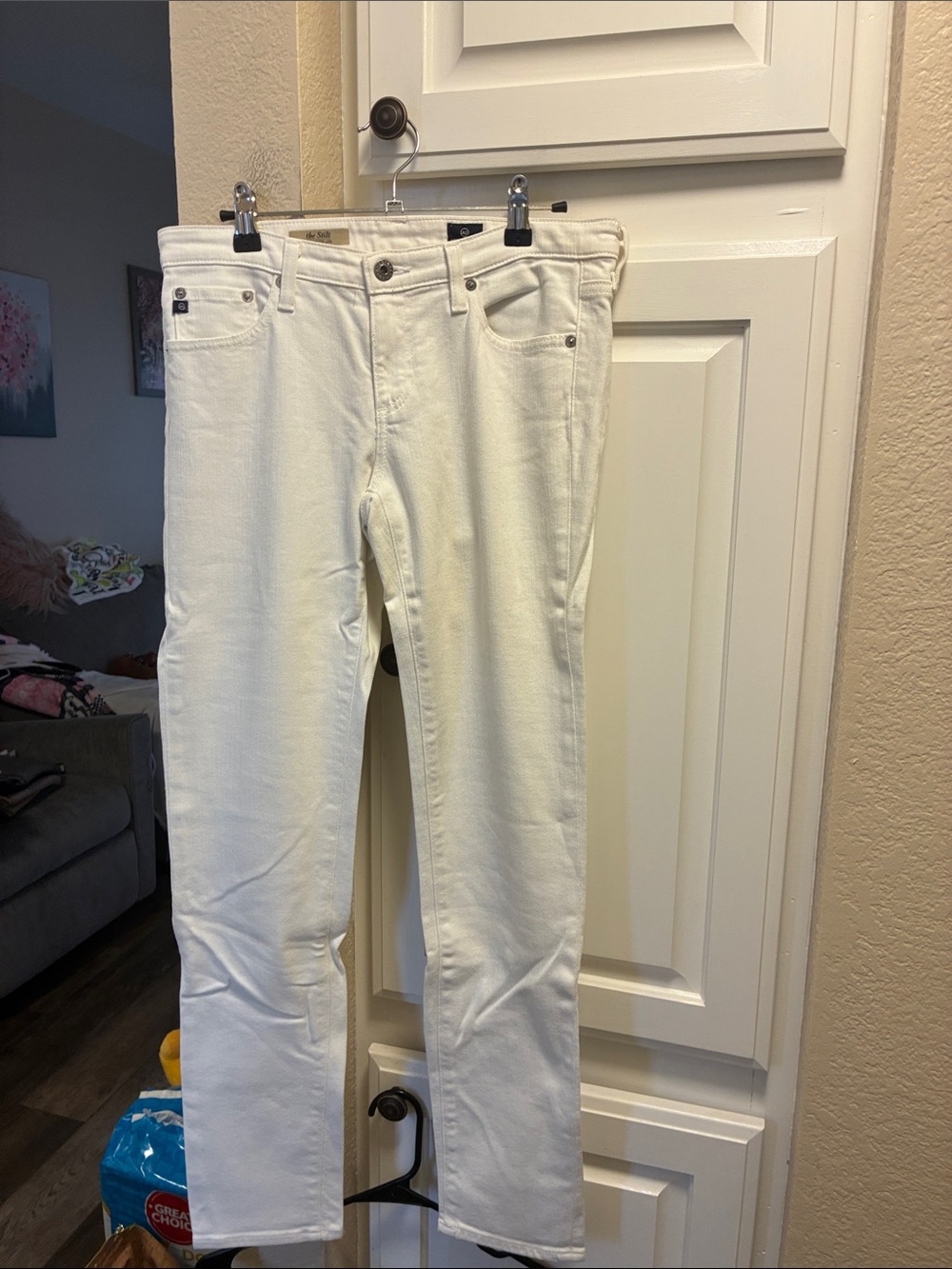 AG Adriano Goldschmeid white The Stilt cigarette leg jeans